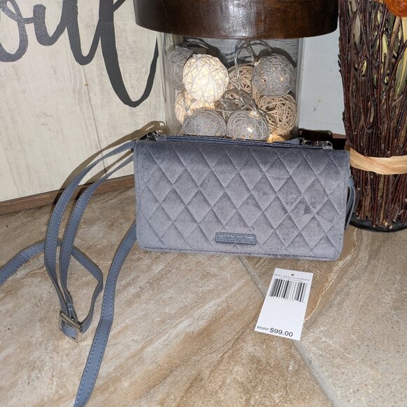 NWT Vera Bradley RFID Wallet Crossbody Carbon Gray - Picture 1 of 9